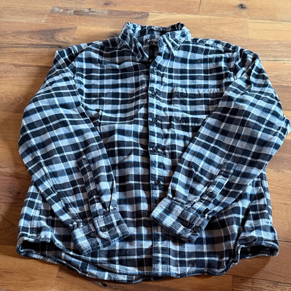 Eddie Bauer black and grey Plaid Men's Shirt